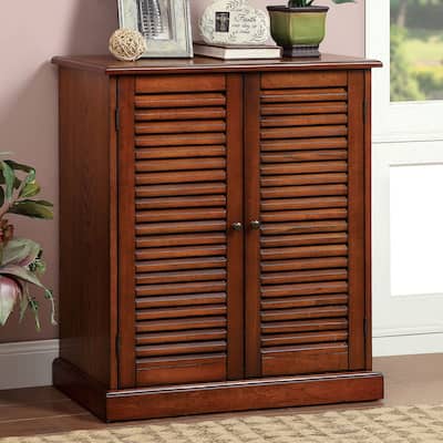 30'' Modern Transitional Design 1pc Shoe Cabinet Oak Finish Adjustable Shelves