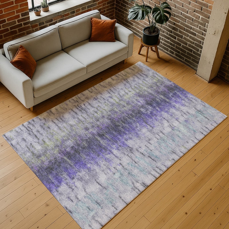 Machine Washable Indoor/ Outdoor Contemporary Ombre Chantille Rug