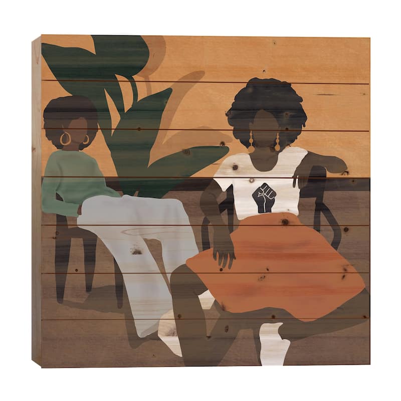 Tired Girls Print On Wood by Sarah Dahir - Multi-Color - 26x26x1.5