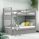 preview thumbnail 2 of 18, Elegant Twin over Twin Wood Bunk Bed with Built-in Ladder and 2 Drawers, Maximized Space, Solid Construction, Grey