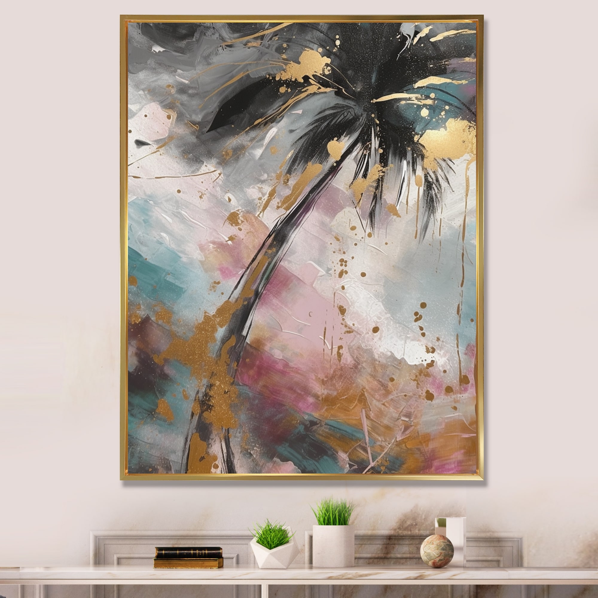 Designart "Black Elegant Palm Trees I" Floral Leaves Framed Wall Decor  Bed Bath  Beyond 38037216
