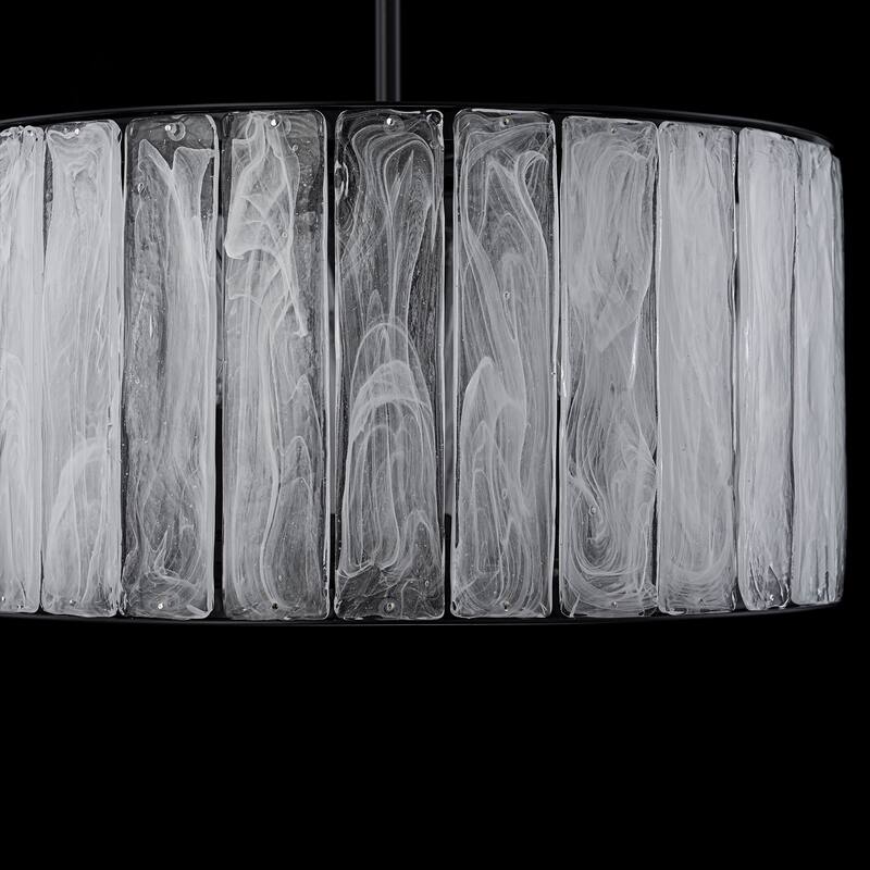 Cloudy White Glass Black Pendant Lighting Modern for Kitchen Island