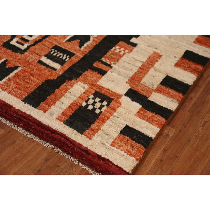 Geometric Moroccan Oriental Rug Handmade Bedroom Wool Carpet - 5'1" x 6'8"