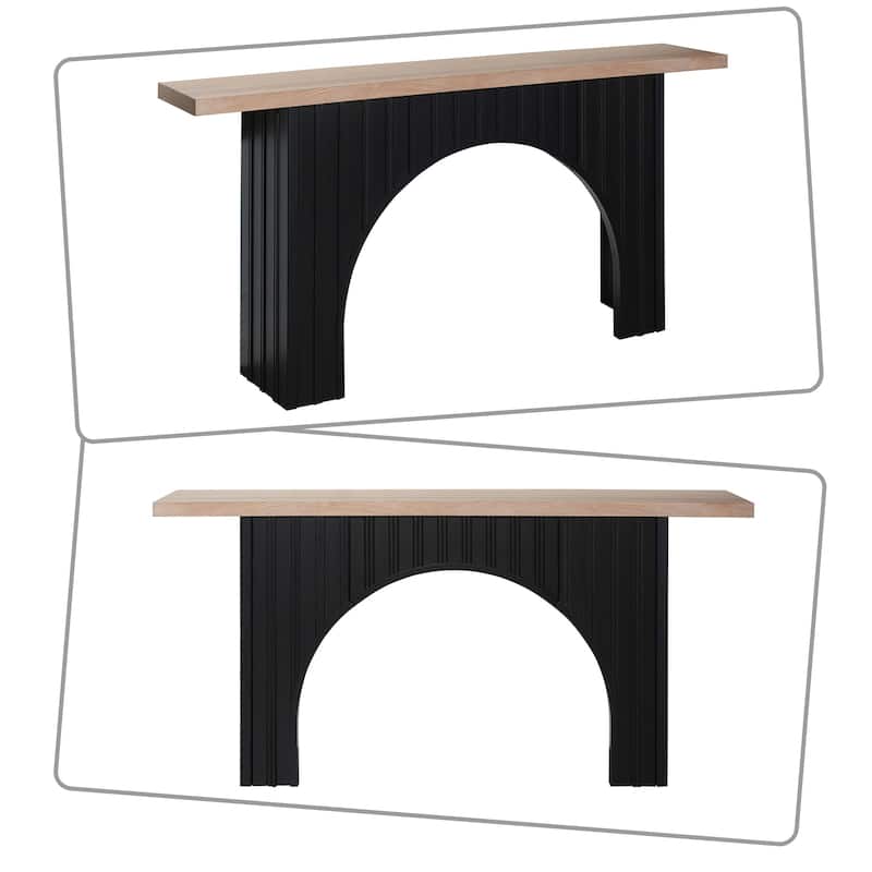 Mid-century console with artistic style, featuring a wooden frame suitable for living room corridors