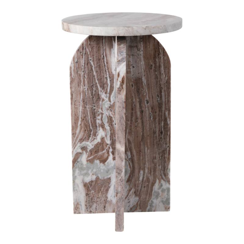 Marble Accent Table Modern Sculptural Architectural Split-Base Design
