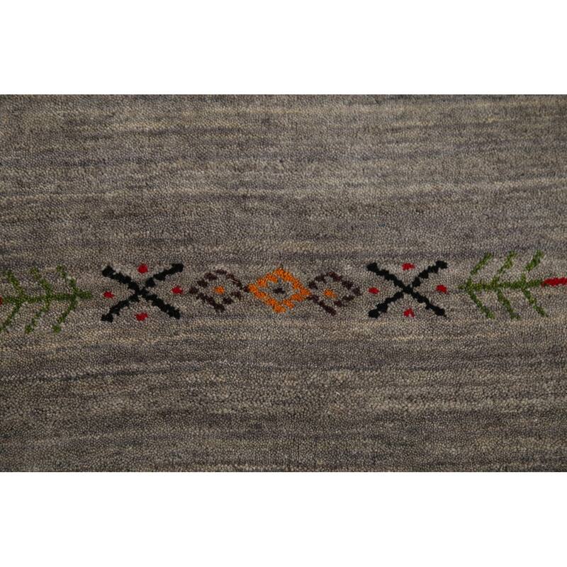 Striped Gabbeh Oriental Area Rug Handmade Contemporary Wool Carpet - 5'1"x 7'10"