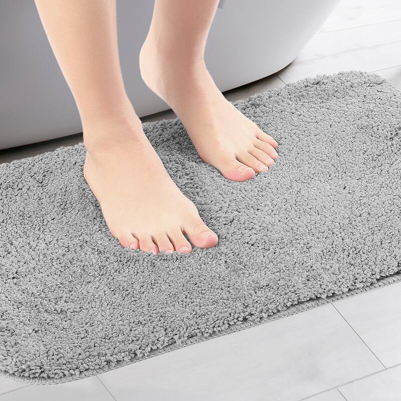 Bathroom Rugs, Soft Plush Bath Mats Non Slip Extra Bathroom Mat Quick Dry Anti Skid Shaggy Bath Rugs - Grey - 16" x 24"