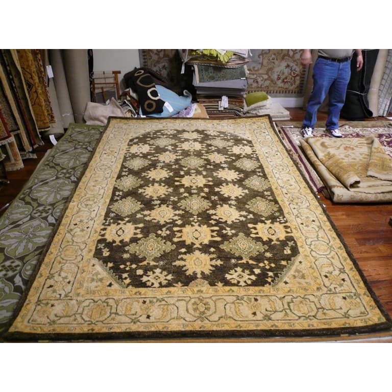 SAFAVIEH Handmade Taj Mahal Talja Traditional Oriental Wool Rug - 9'6" x 13'6" - Brown/Ivory