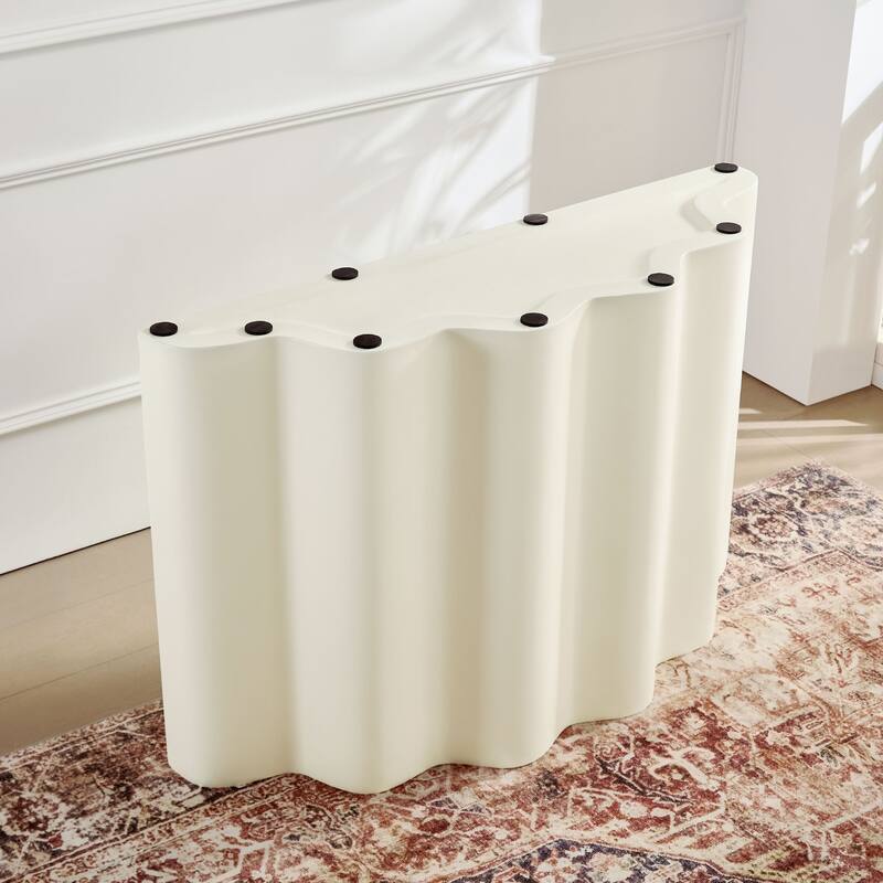 47.24 Inch Fiberglass Entryway Table for Living Room,Narrow Console Table, Modern Wavy Design Sofa Table Entrance Table