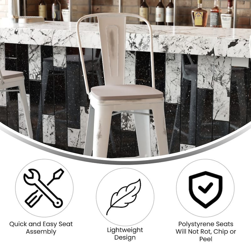 All-Weather Bar Height Stool with Poly Resin Seat