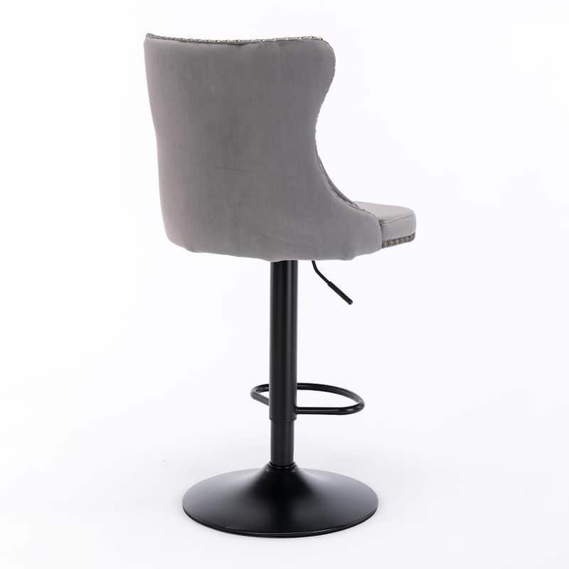 Swivel Adjusatble Seat Height from 25-33 Inch,17.7 inch base,Upholstered Bar Stools with Backs Tufted for Home Pub,Set of 2