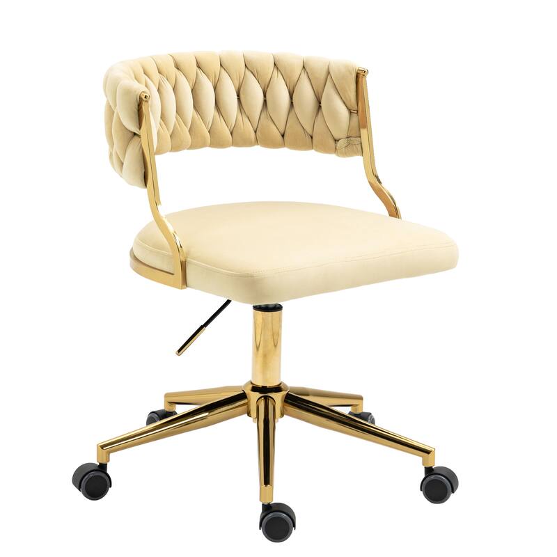Velvet Home Desk Chair Office Swivel Chair with Wheels and Gold Base