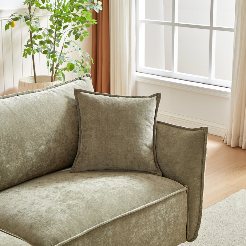 3-Seater + 1-Seater Sofa Combo - Linen Upholstery with Decorative Pillows