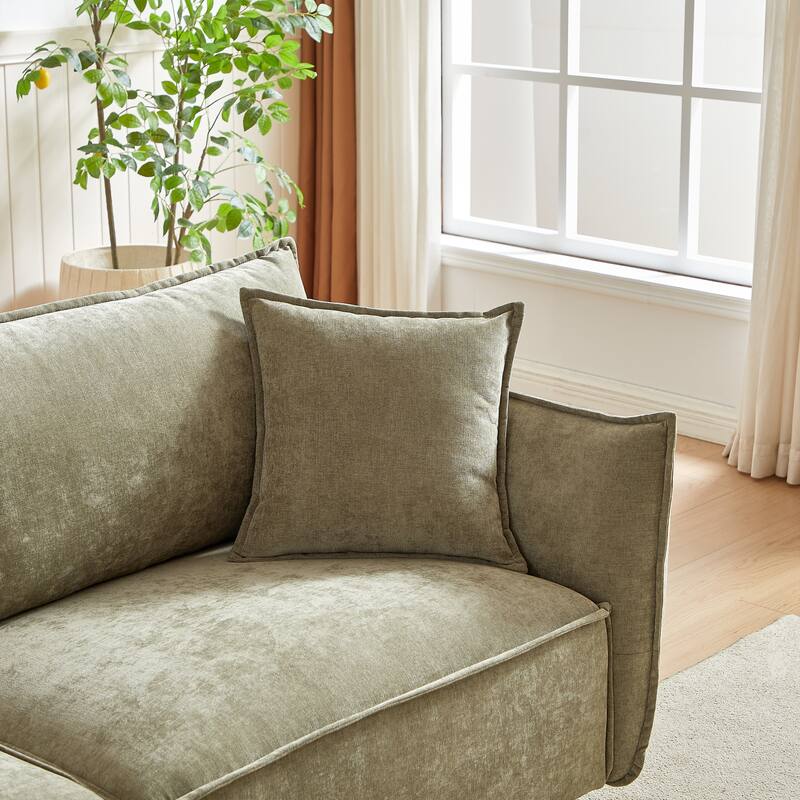 Linen 6-Seat Modular Sofa Set with 3+3 Seater Combo and Wooden Frame & 4 Pillows