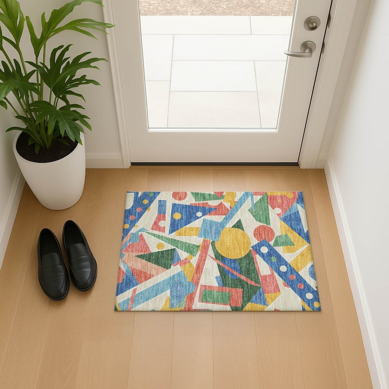 Premium Washable Super Soft Casual Contempoary Mayfield Rug - Blue - 1'8" x 2'6"