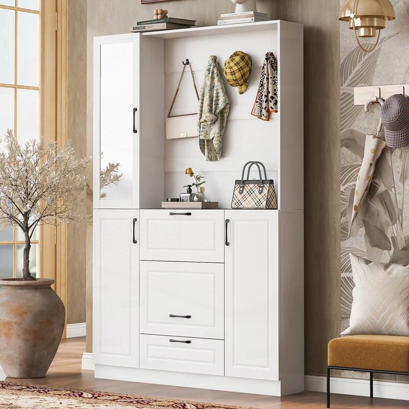 Entryway Bench with Integrated Shoe Cabinet