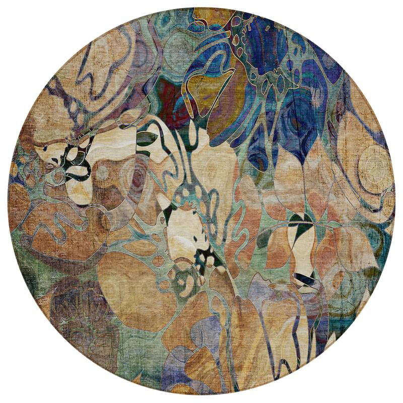 Alsiz Unique Abstract Weather Resistant Timeless Fusion Runner Outdoor Rug