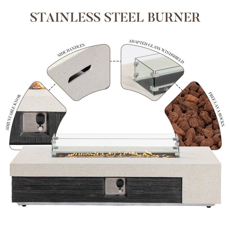 POLESITTER Morden Outdoor Concrete Propane Fire Pit Table