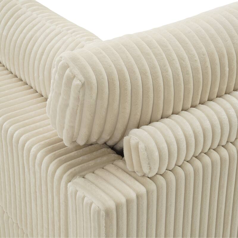 40"W Plush Corduroy Corner Accent Chair Sectional Module with Pillow