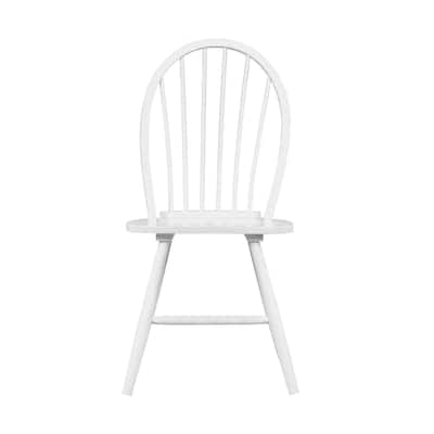 Farmhouse Style Wooden Dining Chairs Set of 2 - White Finish
