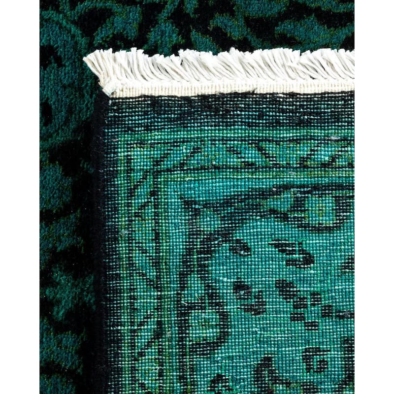 Overton Hand Knotted Wool Vintage Inspired Modern Contemporary Overdyed Blue Area Rug - 2' 9" x 10' 2"