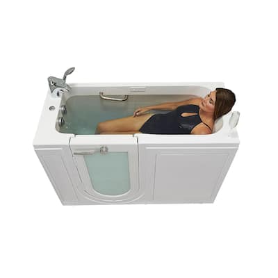 Ella Lounger 27"x60" Acrylic Hydro Massage Walk-In Bathtub with Outward Swing Door, 2 Piece Fast Fill Faucet, 2" Dual Drain