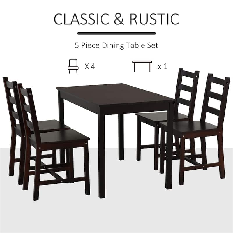 5 Piece Wood Dining Room Table Set with Kitchen Table and Chairs