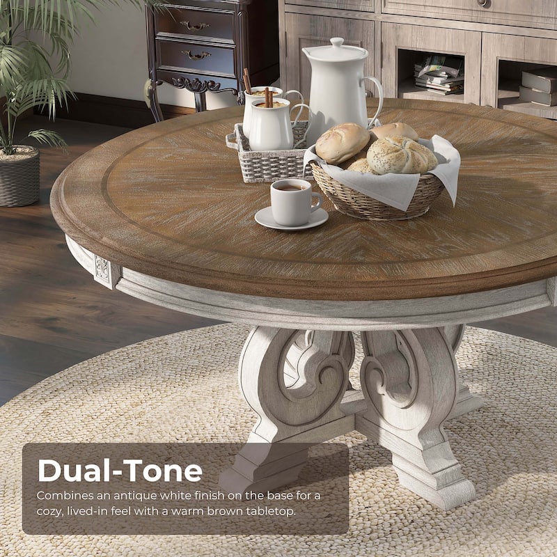 Caelum Farmhouse White Solid Wood 5-Piece Round Dining Set by The Gray Barn