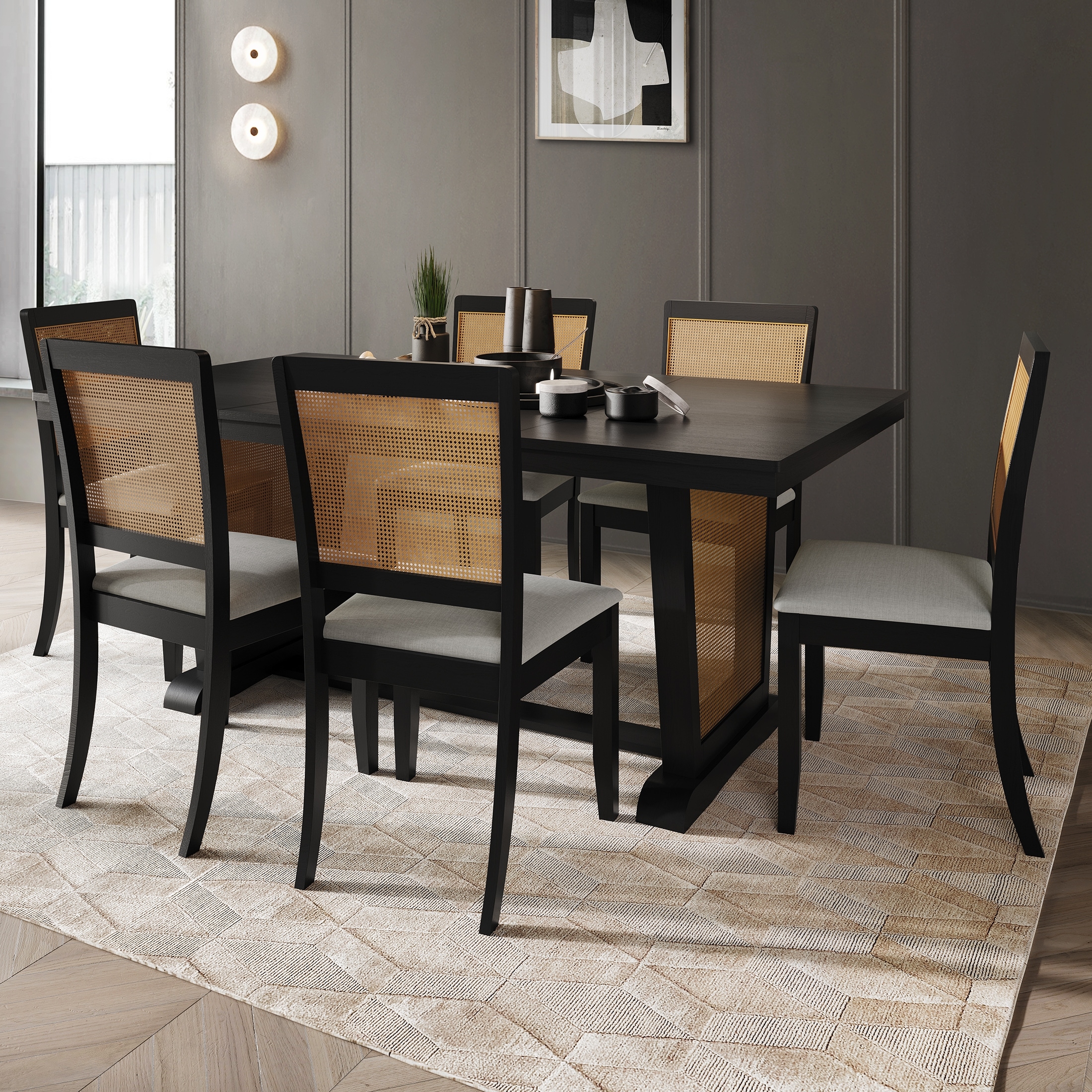 CraftPorch Rustic 7-piece Wooden Dining Set