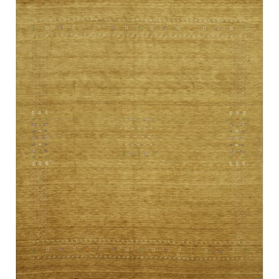 Hand Knotted Oriental 100% Wool Carpet Tribal Animal Pictorial Yellow & Gold Gabbeh Area Rug - 11' 10'' X 11' 10''