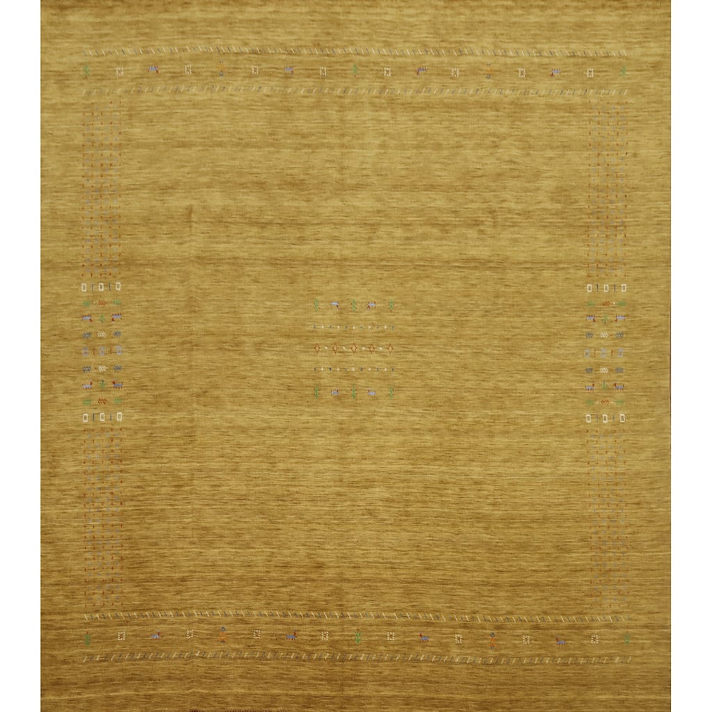 Hand Knotted Oriental 100% Wool Carpet Tribal Animal Pictorial Yellow & Gold Gabbeh Area Rug - 11' 10'' X 11' 10''
