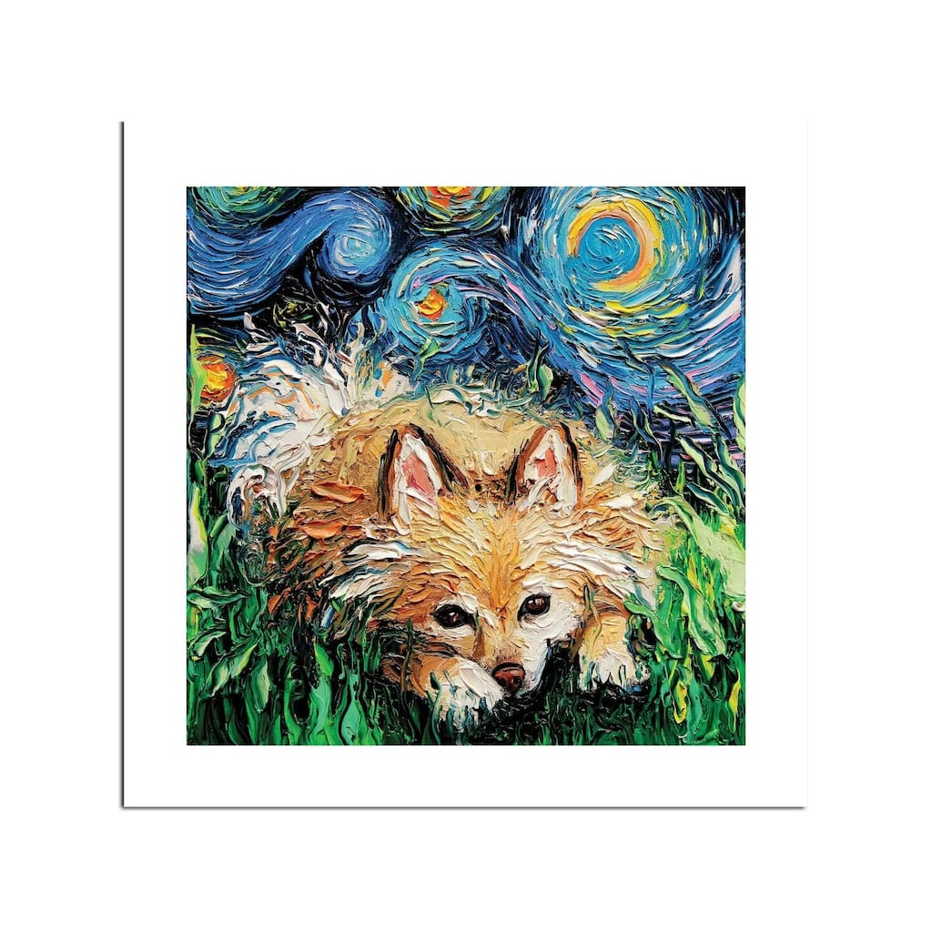 Pomeranian Night Fine Art Paper Print by Aja Trier - Multi