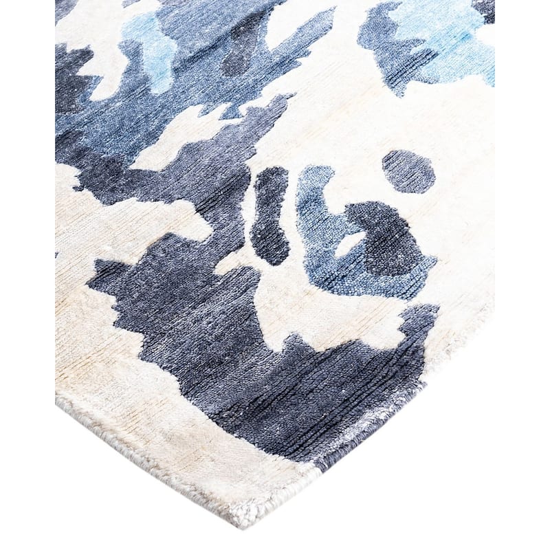 Modern One-of-a-Kind Hand-Knotted Area Rug, Blue - 9' 1" x 12' 1"