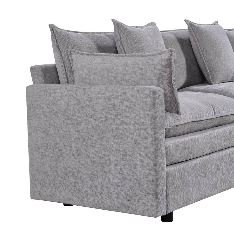 108.66" L-Shaped 4-Seater Sectional Sofa with Convertible Chaise and Ottoman, Spacious Cloud Couch Design