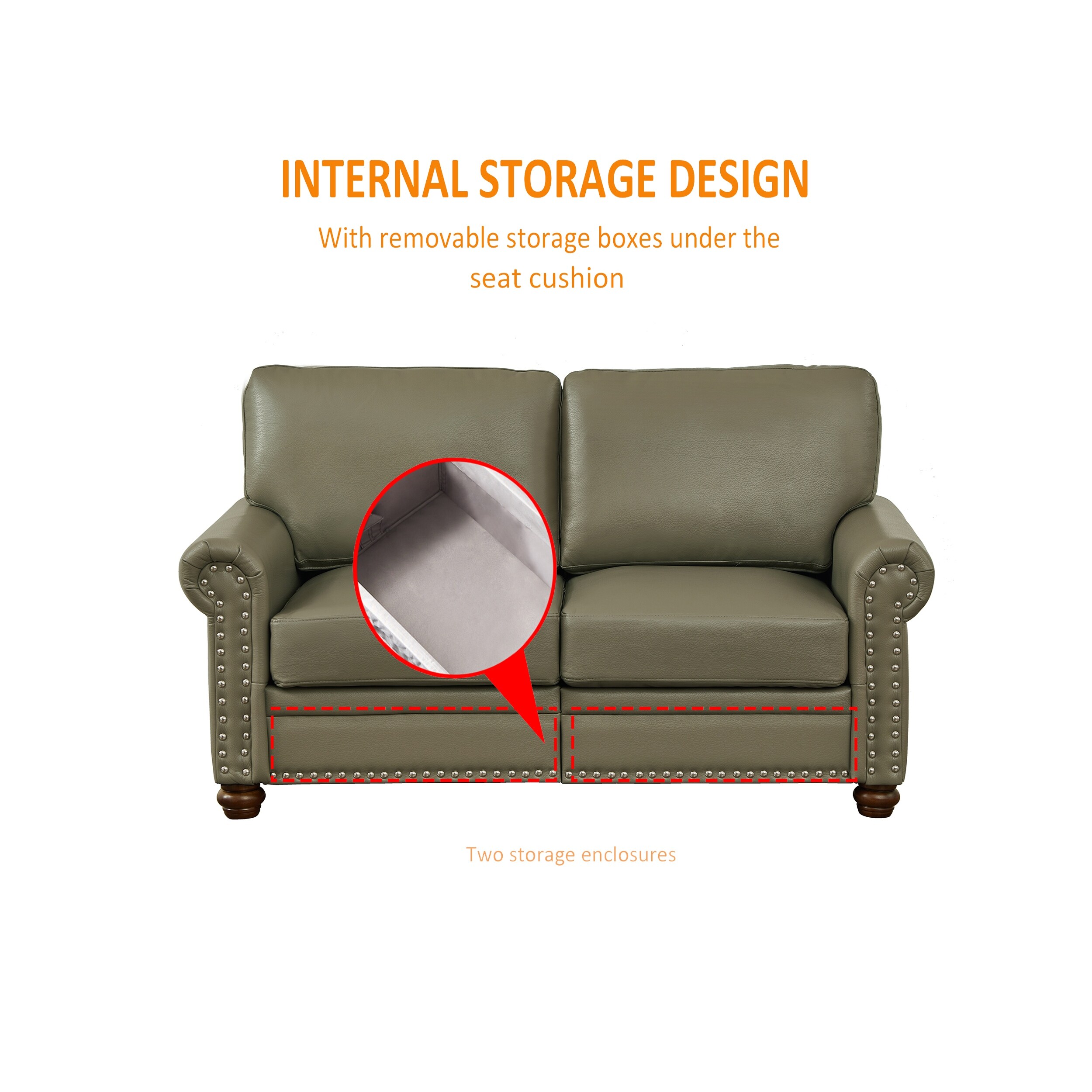 Removable Cushions Loveseat Faux PU Leather Sofa w Seat Storage Bed Bath Beyond 39184865