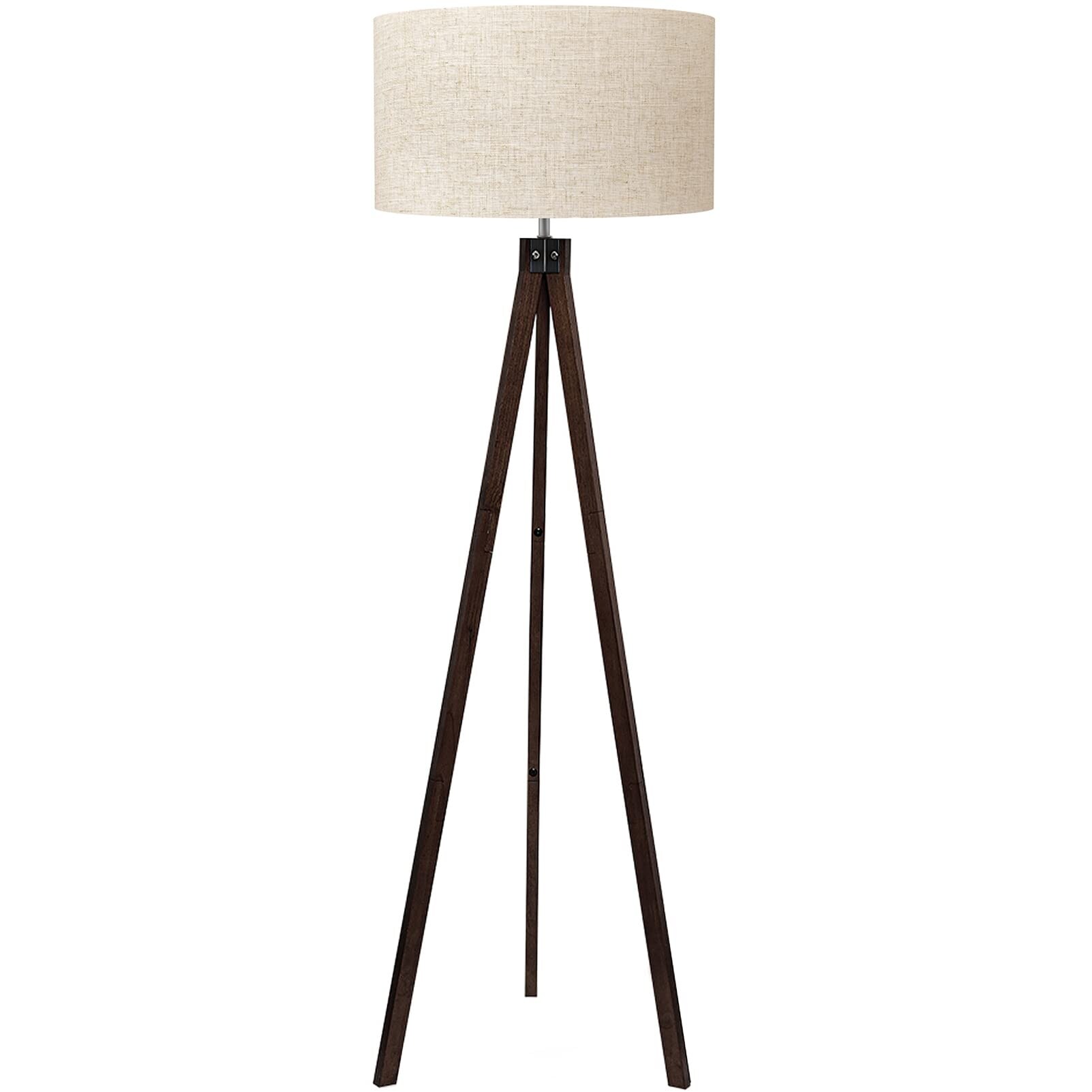 Wood Tripod Floor Lamp Mid Century Standing Lamp Modern Design Studying Light Flaxen Lamp Shade with E26 Lamp Base On Sale Bed Bath Beyond 40538629