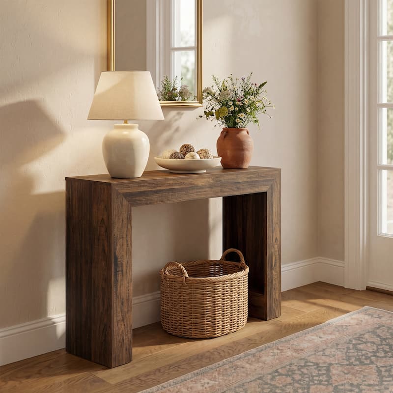 41.3-Inch Small Console Table, NarrowSofa Table Behind Couch - Brown