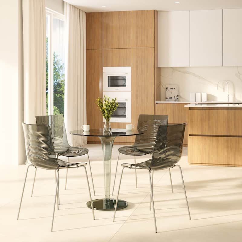 Plastic Dining Side Chair With Chrome Base Set of 4 Astor Series