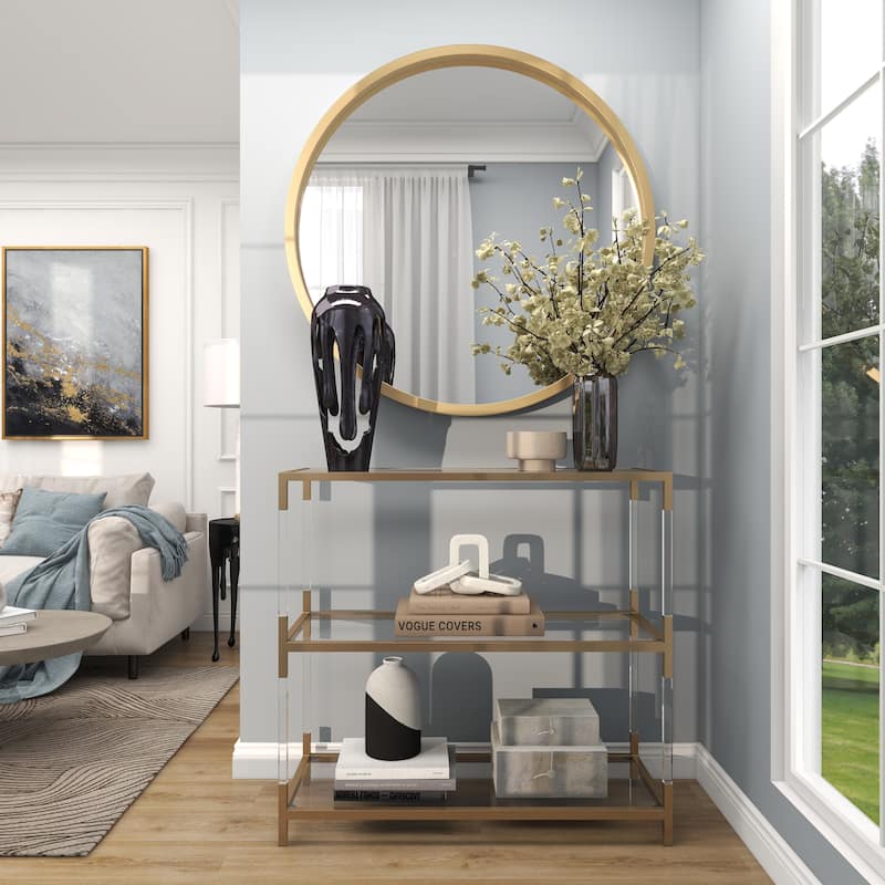 Wooden Wall Mirror with Thin Frame - Black, White, Gold - Roche River Decor