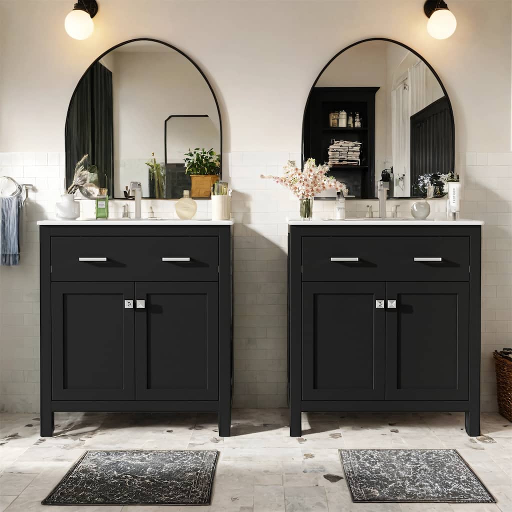 60" Modern Bathroom Vanity Set with Double Vanities (Separate), Double Ceramic Sinks