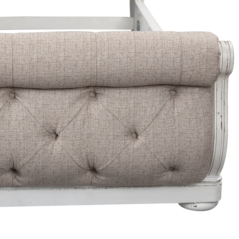 Magnolia Manor Antique White King Upholstered Sleigh Bed