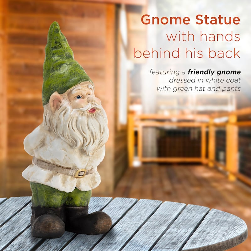 Gnome Folding Hands Looking Up Garden Statue