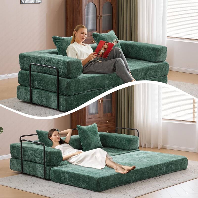 Floor Couch,Compression Sofa,Convertible Floor Sofa Bed-with Pillow Back Support Armrest,Comfy Futon Couch Lounge Sleeper Bed