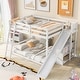 preview thumbnail 18 of 28, Minimalist Design Full over Full Wooden Bunk Bed with Slide,Built-In Sloping Ladder and Storage Shelves