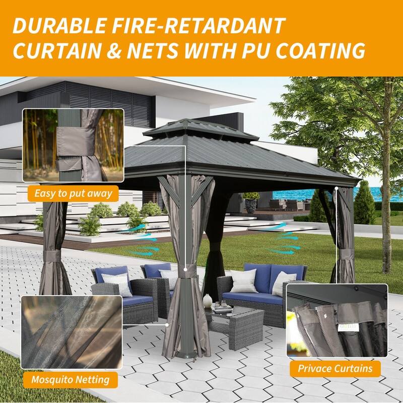 Domi Hardtop Gazebo with Galvanized Steel Double Roof and Aluminum Frame