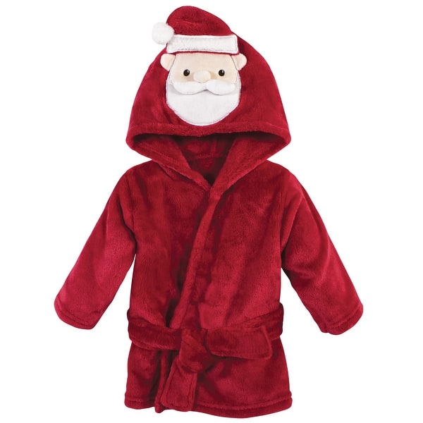 slide 1 of 1, Hudson Baby Unisex Baby Plush Animal Face Bathrobe, Red Santa, 0-9 Months - Red Santa - 0-9 Months 0-9 Months - Red Santa