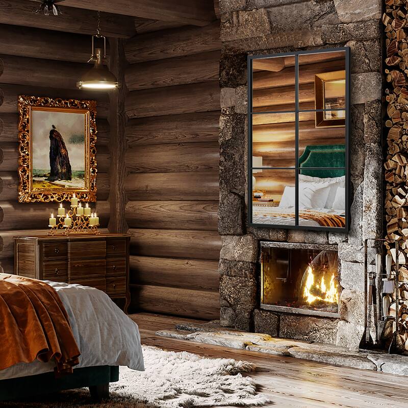 Costway Metal Wall Mirror Large Window Decorative Farmhouse Mirror - See Details