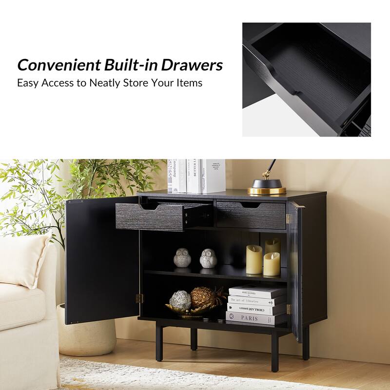 Arnold Modern 30"Tall 2 Door Accent Cabinet with Metal Leg Set of 2by HULALA HOME