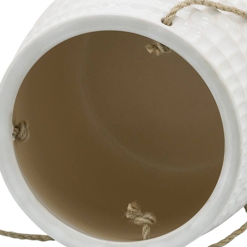 Sagebrook Home Neutral Textured Ceramic Hanging Planter