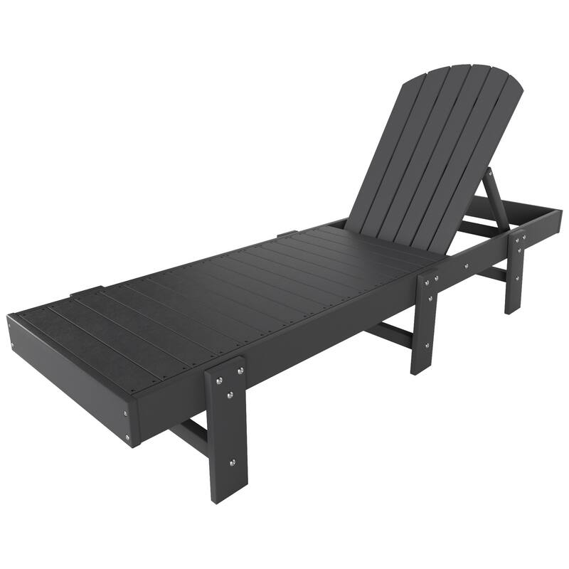 Altura Armless Poly Eco-Friendly All Weather Reclining Chaise Lounge with Side Table Set (3-Piece Set)